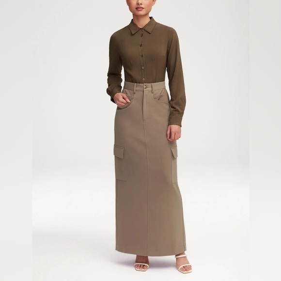 Taupe Cargo Maxi Skirt - Picture 4 of 7